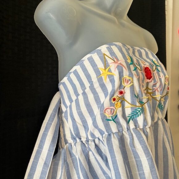 Mexican Style Embroidered Strapless Top ~ Beautiful - Picture 3 of 6